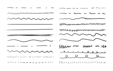 Vektör çizgileri, siyah mürekkep resimleri beyaz arkaplanda, çizimler ayarlandı, soyut.