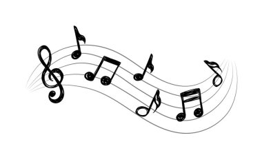 Vektör karalama müzik işareti, el çizimi illüstrasyon.