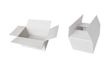 Vektör Beyaz Kutular, Beyaz Arkaplanda İzole Edilmiş 3D Mock Mock Illutions, Ticari Mal Konsepti, Boş Basit.