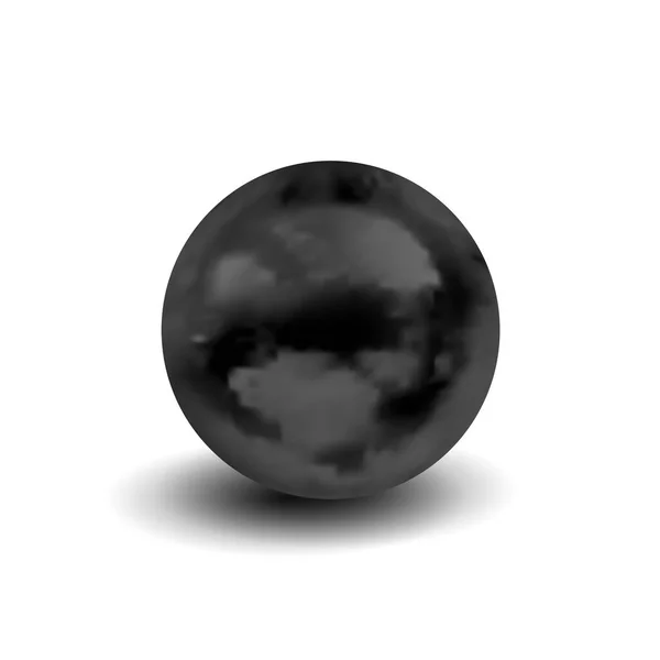 Esfera negra vectorial aislada sobre fondo blanco, objeto 3D realista con una sombra. — Archivo Imágenes Vectoriales