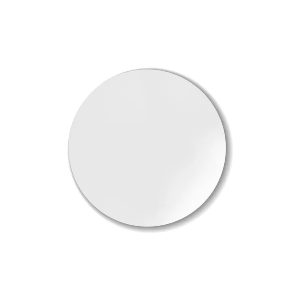 Adhesivo blanco círculo vectorial con una sombra aislada sobre fondo blanco. — Vector de stock