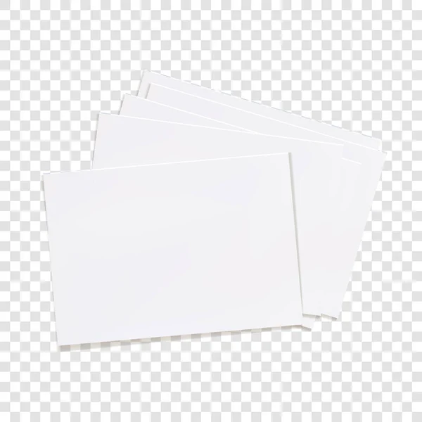 Векторная группа визитных карточек, стек карт, белый изолированный на светлом прозрачном фоне. — стоковый вектор