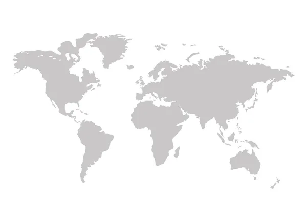 Vektor-Weltkarte, graue Silhouette isoliert auf weißem Hintergrund. — Stockvektor