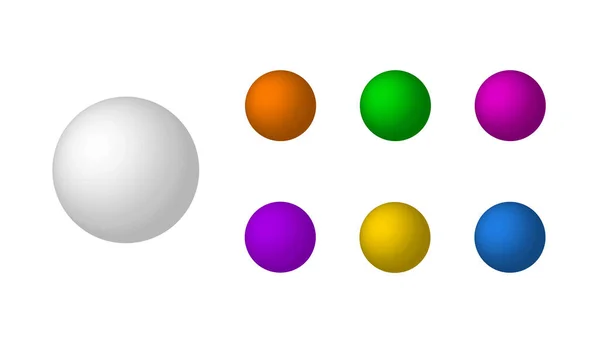 Conjunto vectorial de bolas de esfera, esfera mate colorida y blanca, colección de iconos aislada. — Archivo Imágenes Vectoriales