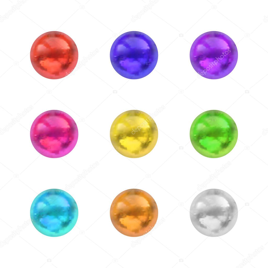 Vector spheres set, candy colors, 3D objects collection isolated on white background.