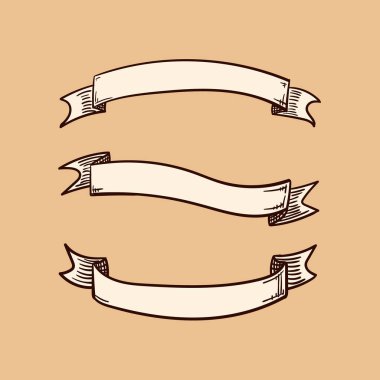 El yapımı vintage pankart vektör seti, retro style illustrtaion.