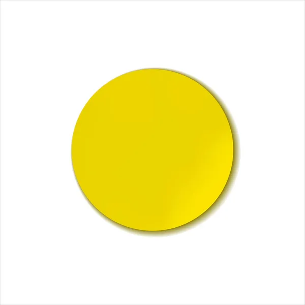 白い背景に独立したベクトルサークル明るい黄色のステッカー、現実的な3Dベクトルイラスト. — ストックベクタ