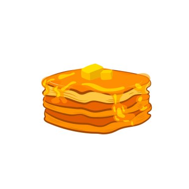 Vektör krepleri, çizgi film hastalıkları, tereyağlı krepler, beyaz arka planda izole edilmiş tatlı krepler, tatlı çizimleri..