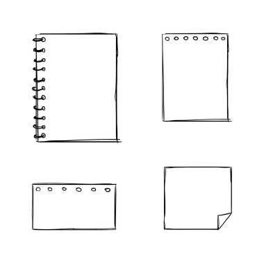 Beyaz arkaplanda izole edilmiş el çizimi sayfalarının vektör koleksiyonu, siyah çizimler seti, asgari serbest çizim çizimleri.