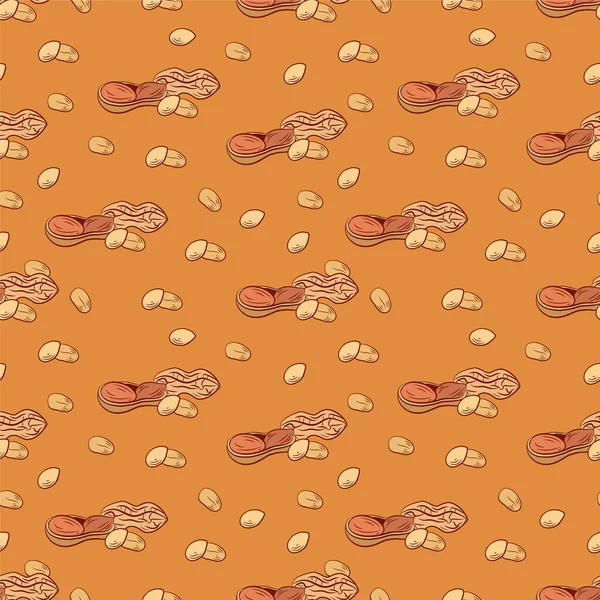 Vector Peanut Butter Seamless Pattern Colorful Background Nuts Peanut Color — 스톡 벡터