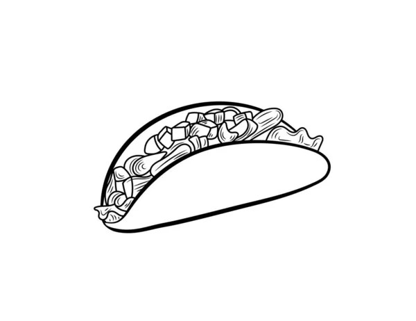 Schéma Vectoriel Illustration Taco Isolée Sur Fond Blanc Icône Alimentaire — Image vectorielle