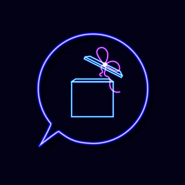 Vector Neon Line Gift Box Glowing Circle Speech Bubble Isolated — стоковий вектор