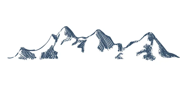 Vetor Mão Desenhada Montanha Esboço Montanha Neve Ilustração Natureza — Vetor de Stock