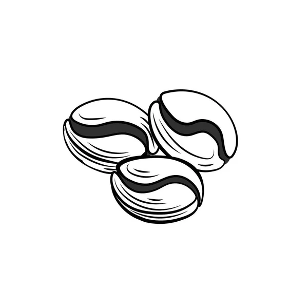 Векторні Чорно Білі Кавові Зерна Ізольовані Білому Тлі — стоковий вектор