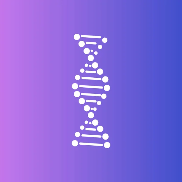 Vektör DNA zinciri, mavi arkaplanda basit beyaz simge, vektör illüstrasyon şablonu.
