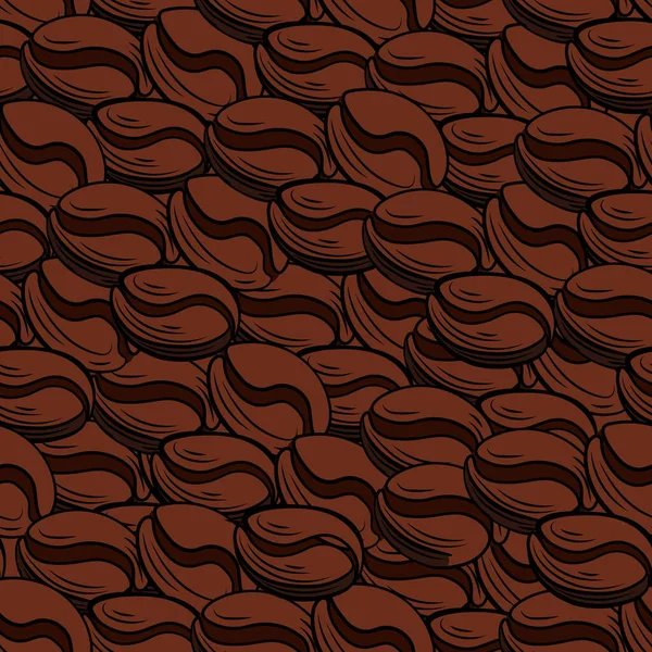 矢量咖啡豆无缝图案模板，咖啡背景. — 图库矢量图片