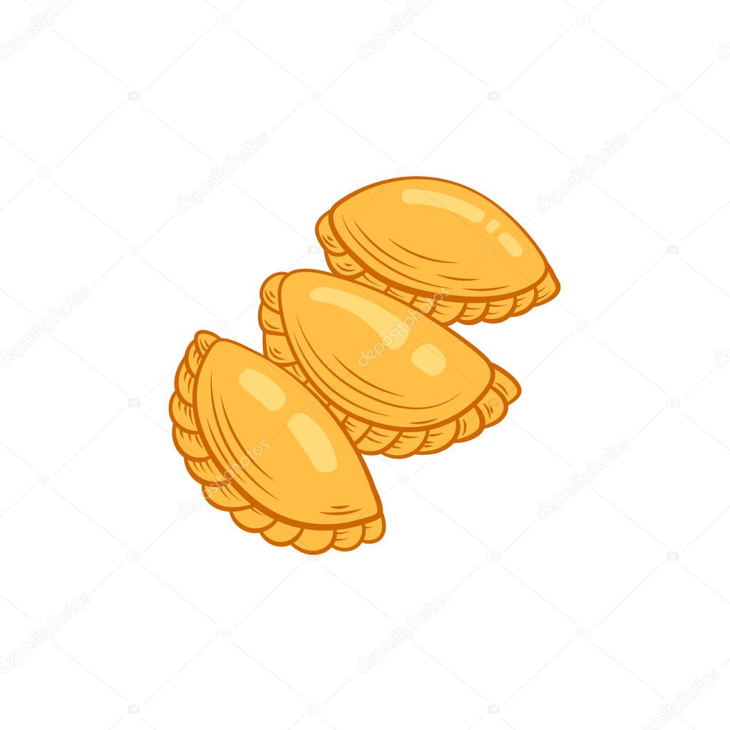 Vector empanadas illustration isolated on white background, food, fried.