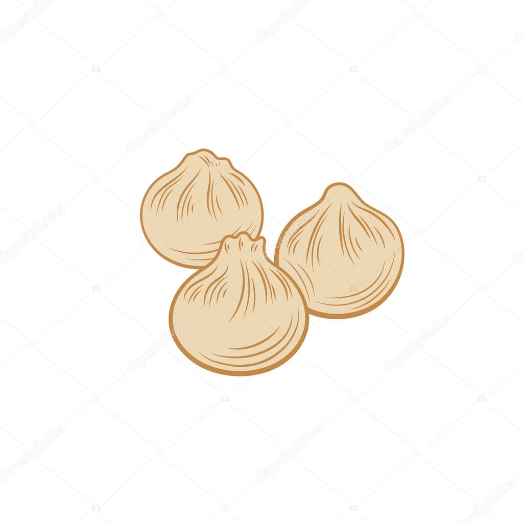 Vector dumplings illustration, Dim Sun, Isolated on white background food.