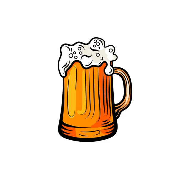 Taza Cerveza Estilo Dibujado Mano Vectorial Ilustración Colorida Aislada Sobre — Vector de stock