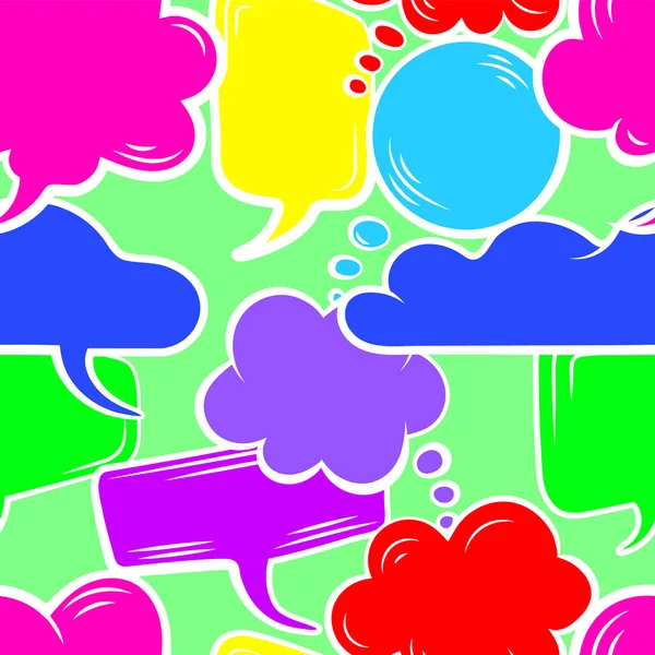 Patrón Inconsútil Colorido Vectorial Burbujas Conversación Nubes Pensantes Diferentes Colores — Vector de stock