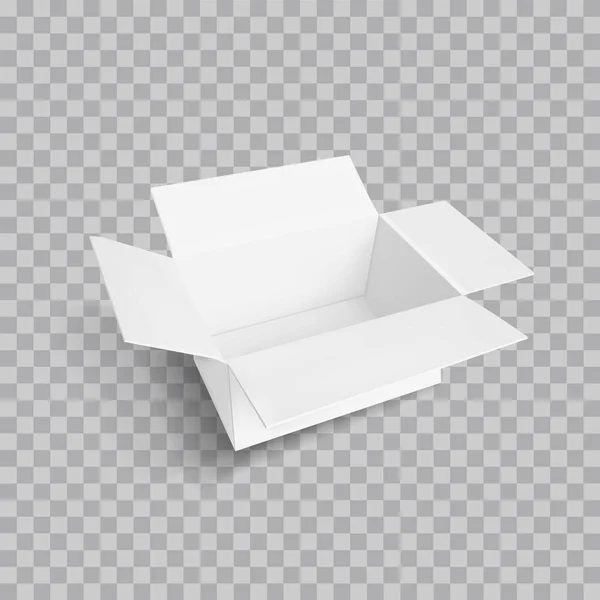 Vektorově Bílá Box Izolované Světle Průhledném Pozadí Realistický Objekt Kontejner — Stockový vektor