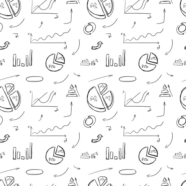 Vektör Doodle İşletmeleri Kusursuz Desen Arkaplanı, Soyut Grafikler ve Şemalar, Oklar, Kalem Çizimleri Arkaplan Şablonu.