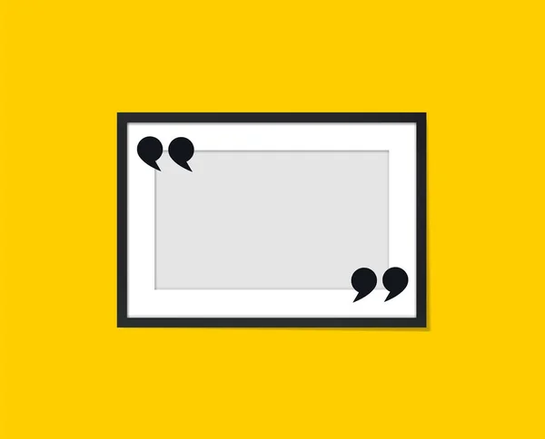 Parlak Sarı Arkaplanda Vektör Alıntı Şablonu, Metin Kutusu, Boş Dikdörtgen Siyah ve Beyaz Çerçeve.