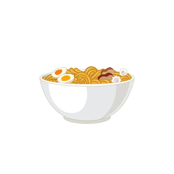 Vector Ramen Tigela Branca Isolado Fundo Branco Ilustração Macarrão Macarrão —  Vetores de Stock