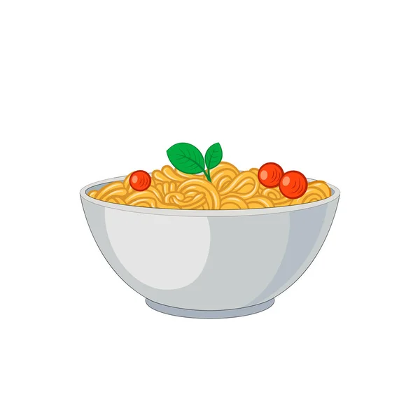 Vector Italian Pasta Bowl Traditional Recipe Noodles Isolated White Background — стоковий вектор