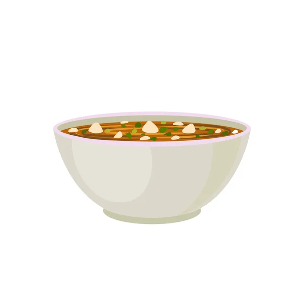 Vector Bowl Sopa Miso Cozinha Tradicional Japonesa Ícone Sopa Isolado — Vetor de Stock