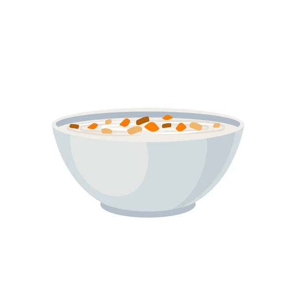 Taça Vetor Sopa Creme Branco Ícone Sopa Legumes Isolado Fundo — Vetor de Stock