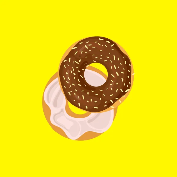 Ilustração Vetor Donut Colorul Fundo Amarelo Brilhante Donut Colocolate Vitrificado —  Vetores de Stock