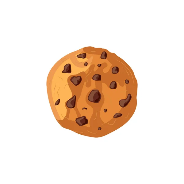Vector Chocolate Chip Cookie Isolato Sfondo Bianco Illustrazione Template Circle — Vettoriale Stock