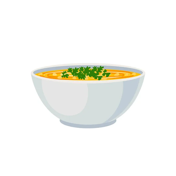 Tigela Vetor Sopa Laranja Ícone Sopa Legumes Isolado Fundo Branco —  Vetores de Stock