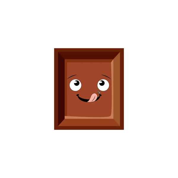 Vector One Piece Chocolate Funny Happy Face Izolowane Białym Tle — Wektor stockowy