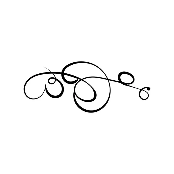 Vector Calligraphic Swirl Black Curve Line Izolacja Białym Tle — Wektor stockowy