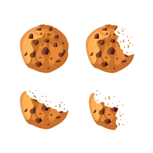 Vector Set Bitten Cookies Izolowane Białym Tle Szablon Ilustracji Kreskówek — Wektor stockowy