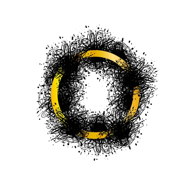 Vektor černý a zlatý kruh rám prázdný šablona izolované na bílém pozadí — Stockový vektor