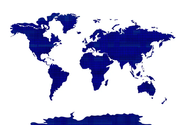 Vektor Texturierte Weltkarte Isoliert Auf Weißem Hintergrund Blaue Geometrische Textur — Stockvektor