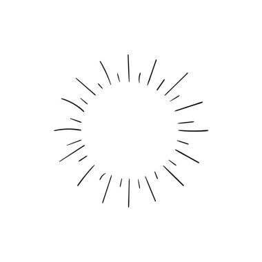 Beyaz arkaplanda izole edilmiş vektör retro parlak ikon, beyaz arkaplanda izole edilmiş siyah çizimler, parlama işareti, daire şekli.