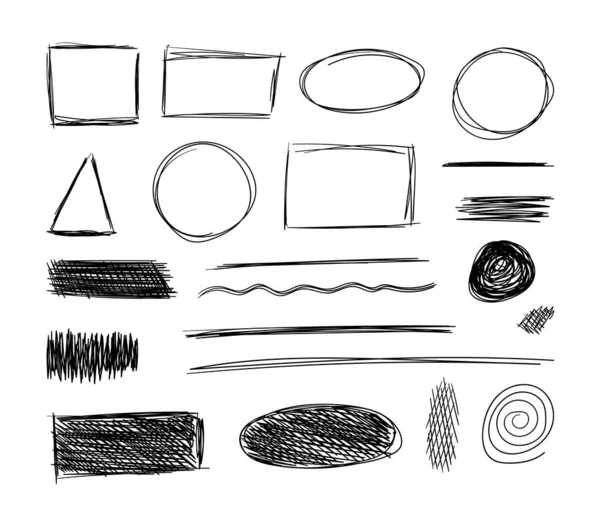 Vector Sketch Elements Hand Drawn Black Doodles Isolated White Background — Wektor stockowy
