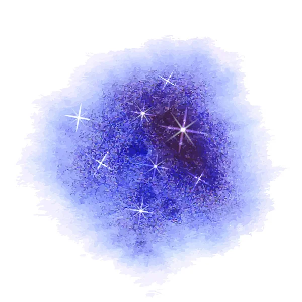 Vector Watercolor Blue Spot Whining Stars Galaxy Concept Hand Drawn — Stock vektor