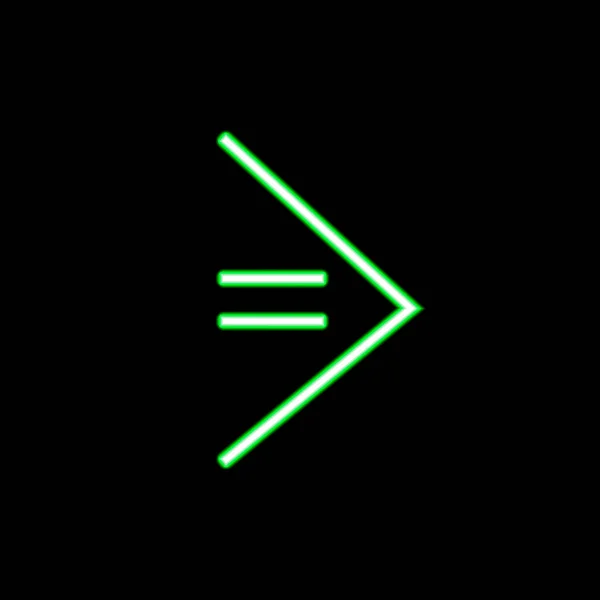 Vektor Glödande Arros Isolerad Svart Bakgrund Ljusgrön Färg Neon Tecken — Stock vektor