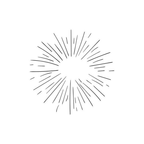 Vektor Retro Lesk Paprsky Ikona Izolované Bílém Pozadí Černé Kresby — Stockový vektor