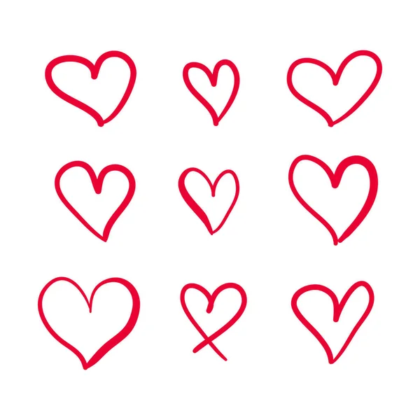 Hand Drawn Vector Hearts Isolated White Background Freehand Drawing Illustration — 图库矢量图片