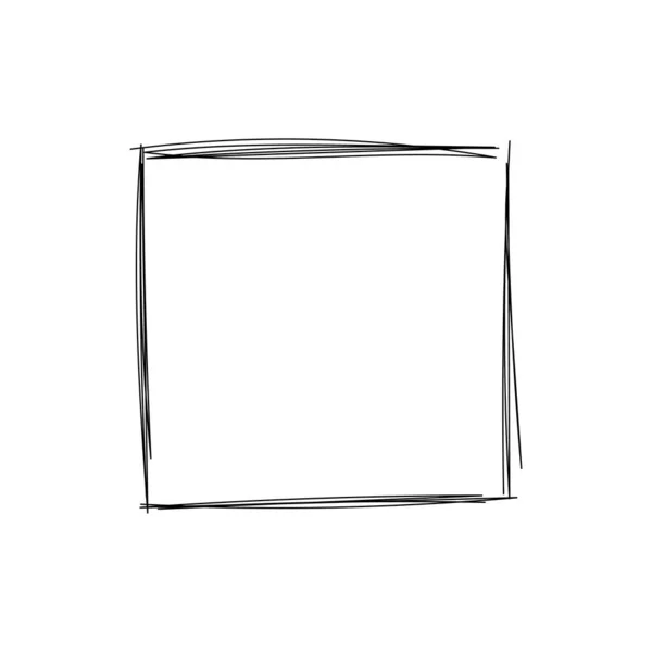 Διανυσματικό Χέρι Ζωγραφισμένο Τετράγωνο Κενό Πλαίσιο Σχεδίου Απομονωμένο Λευκό Φόντο — Διανυσματικό Αρχείο