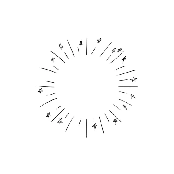 Vektorový Retro Ohňostroj Hvězdami Abstraktní Paprsky Ikona Izolované Bílém Pozadí — Stockový vektor