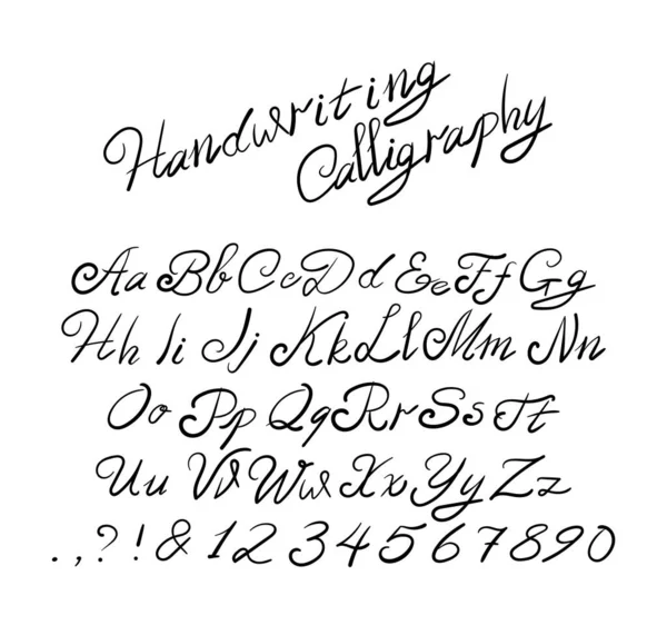 Vector Handwriting Calligraphic Font Template Black Script Isolated White Background — Archivo Imágenes Vectoriales