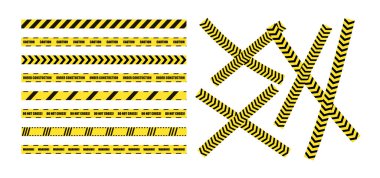 Vector Dangerous Ribbons Isolated on White Background, Brush Template, Under Construction Cross Line.