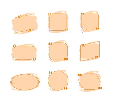Vector Quote Box Blank Templates, Set, Orange Color, Isolated on White Background Colorful Design Elements Collection.